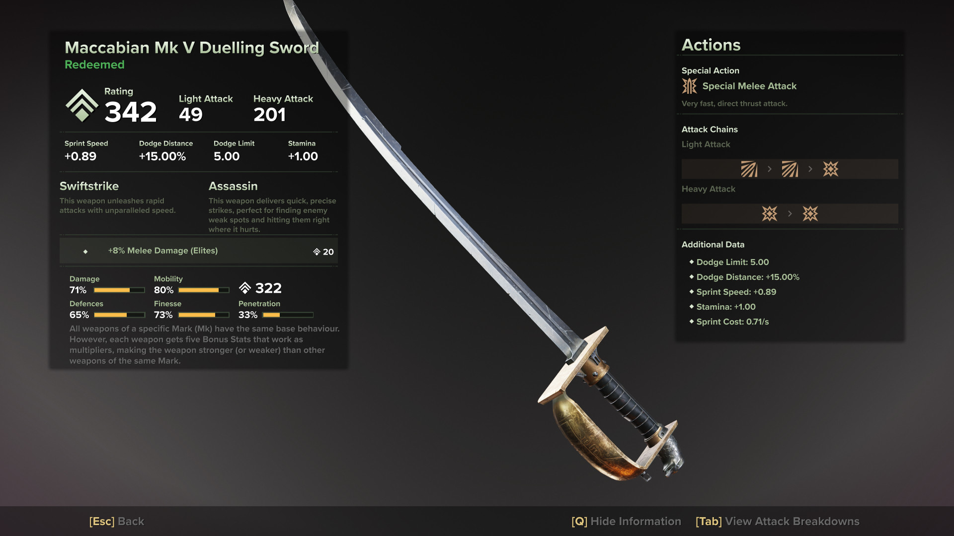 Maccabian Mk V Duelling Sword