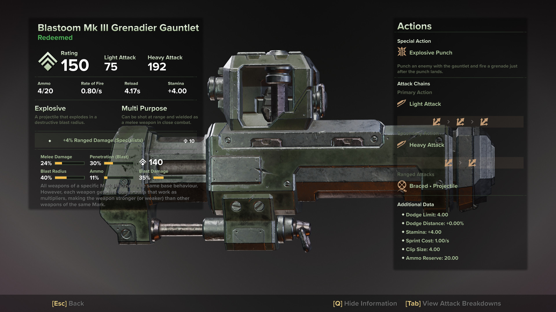 Blastoom Mk III Grenadier Gauntlet